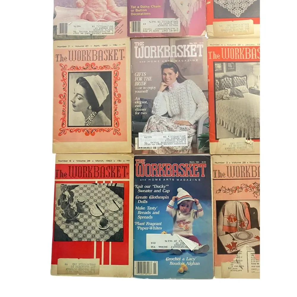 Vintage Workbasket Magazine Lot of 15 - 1962-1993 Crochet Knit Sewing Patterns